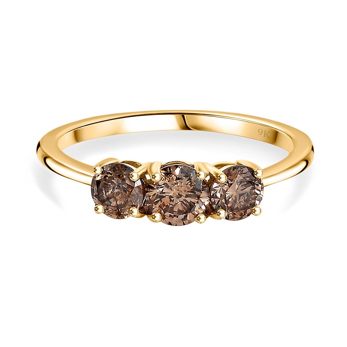 Argyle Champagne Diamonds Trilogy Ring in 9K Yellow Gold 7995194 0