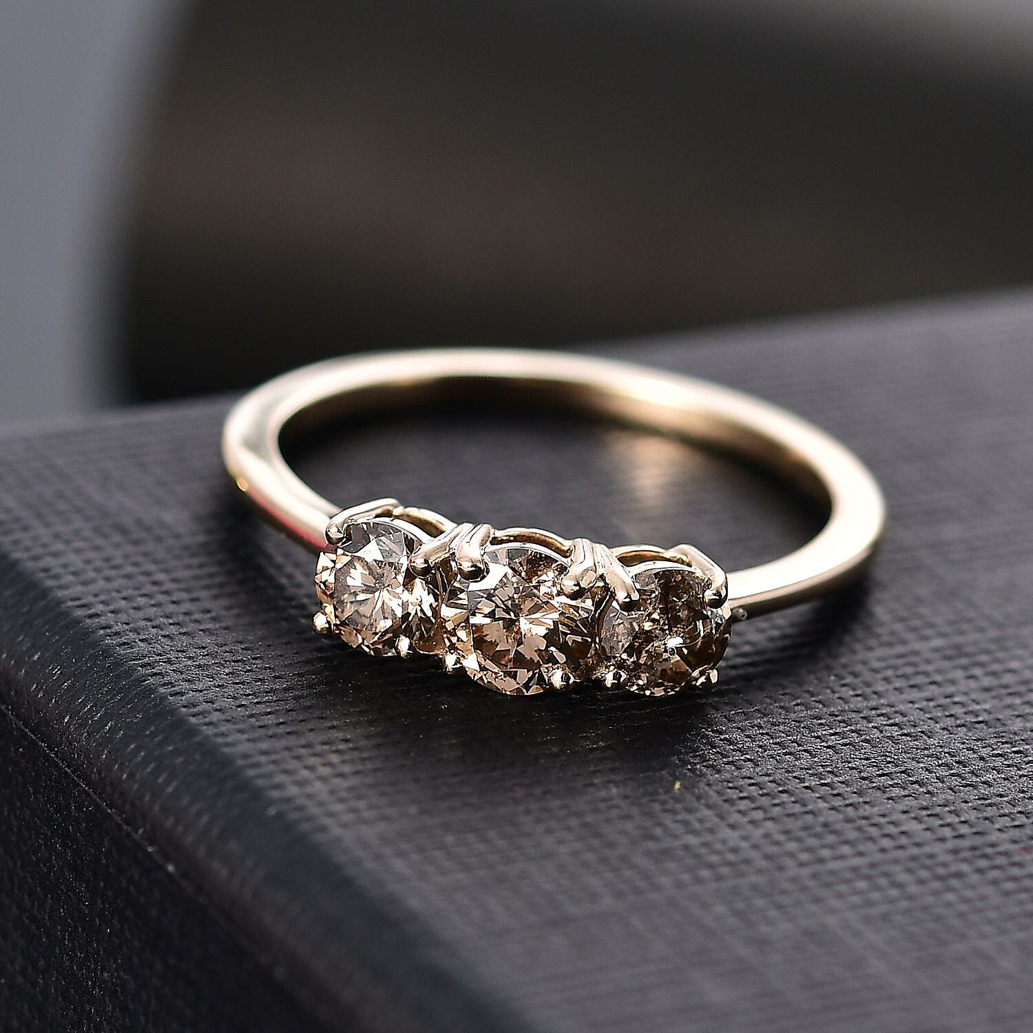 Argyle Champagne Diamonds Trilogy Ring in 9K Yellow Gold 7995194 2
