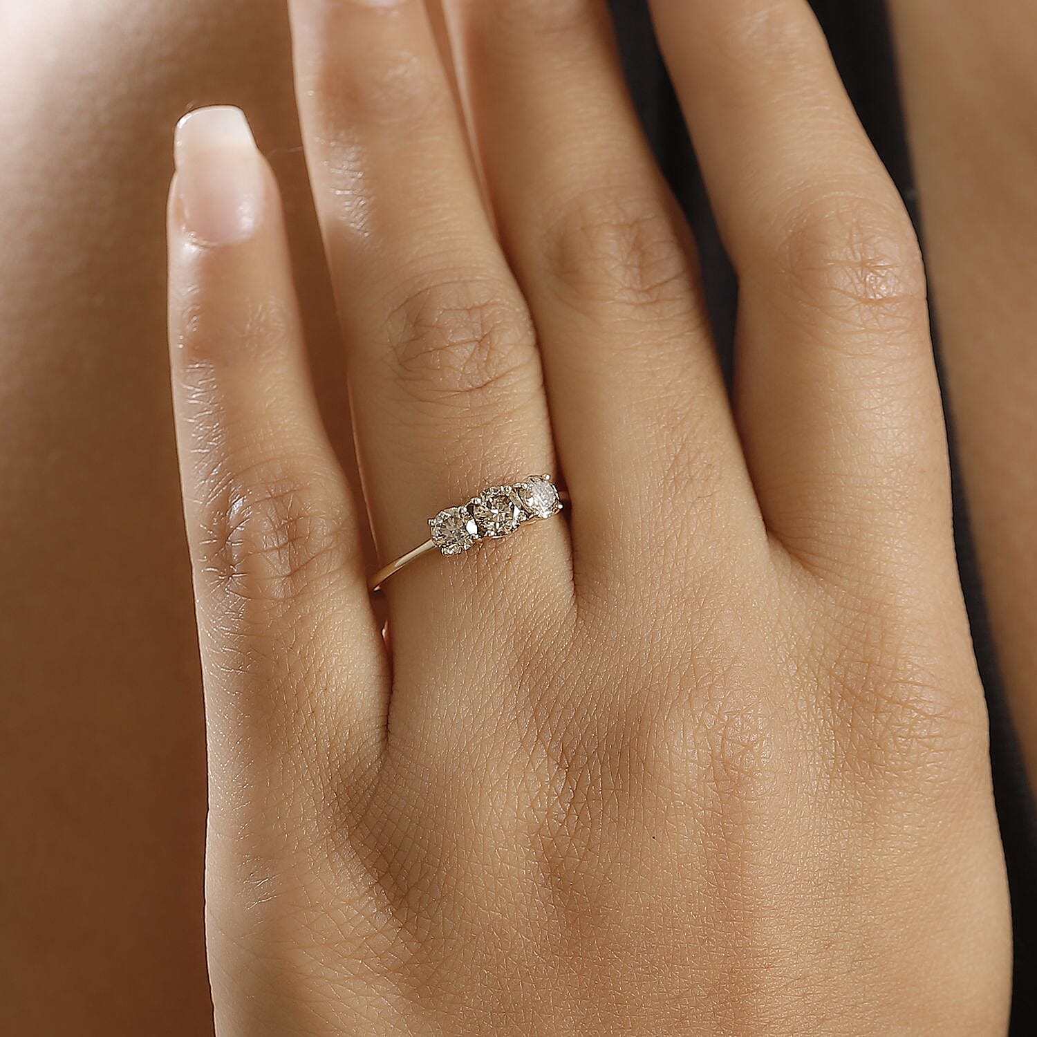 Argyle Champagne Diamonds Trilogy Ring in 9K Yellow Gold 7995194 3