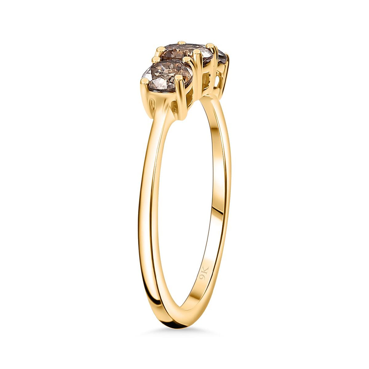 Argyle Champagne Diamonds Trilogy Ring in 9K Yellow Gold 7995194 4