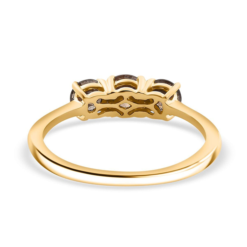 Argyle Diamond Closeout - 9K Yellow Gold SGL Certified I3 Natural Champagne Diamond 3 Stone Ring 1.00 Ct.