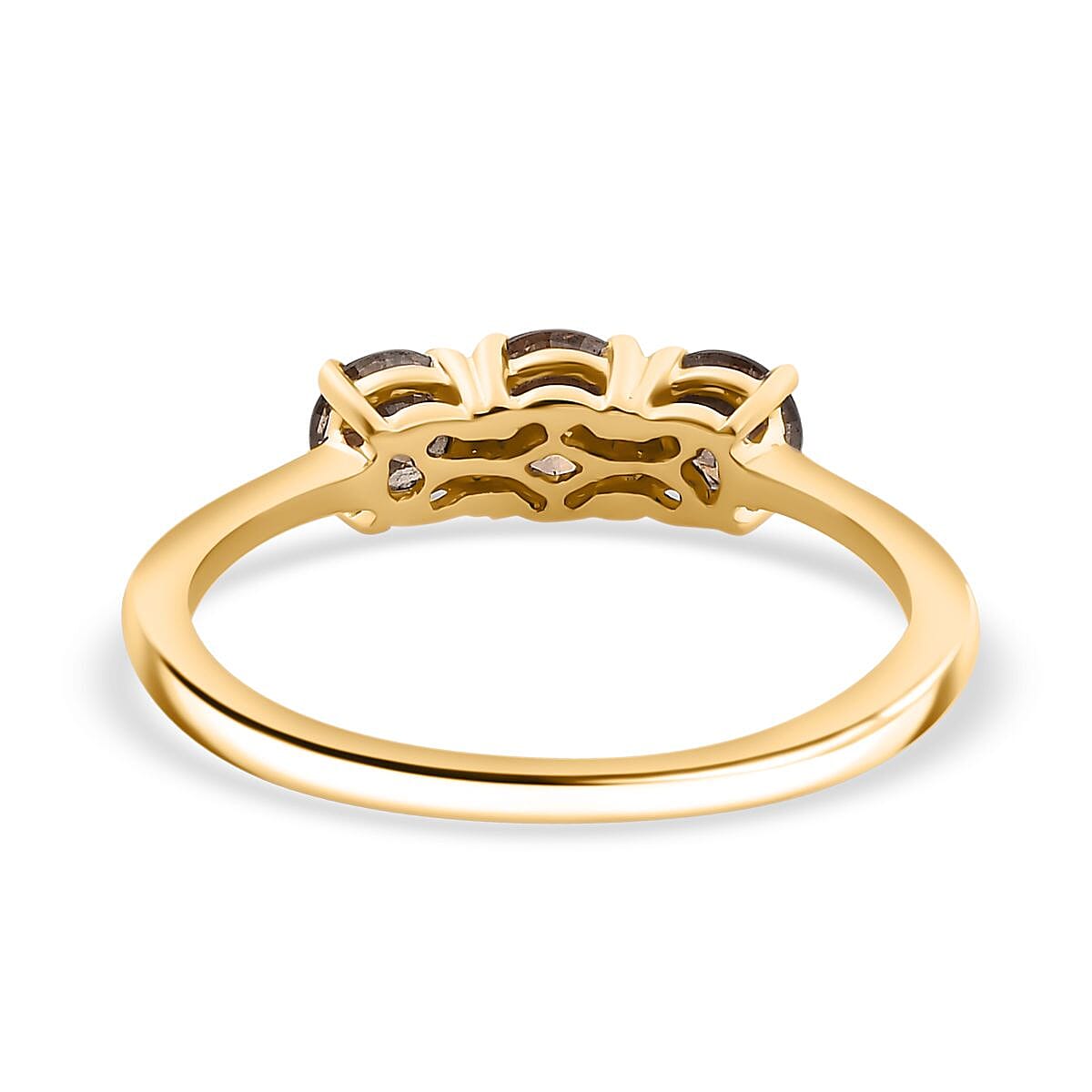 Argyle Champagne Diamonds Trilogy Ring in 9K Yellow Gold 7995194 5