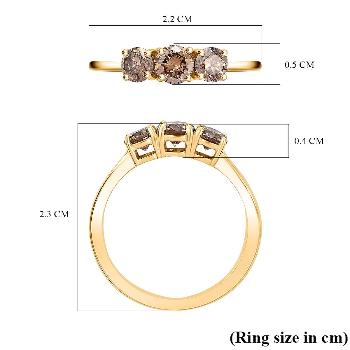 Argyle Champagne Diamonds Trilogy Ring in 9K Yellow Gold 7995194 6