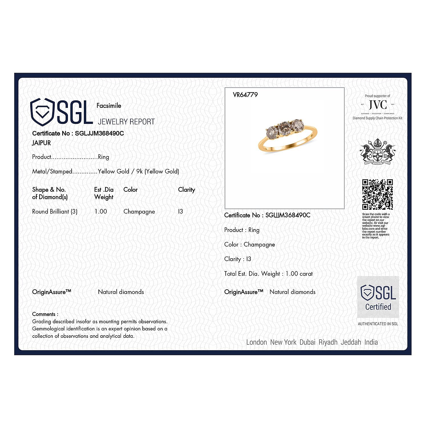 Argyle Champagne Diamonds Trilogy Ring in 9K Yellow Gold 7995194 7