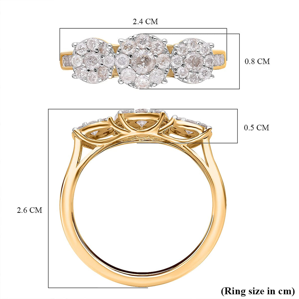 9K Yellow Gold SGL Certified Natural Diamond (G-H) Ring 1.00 Ct.