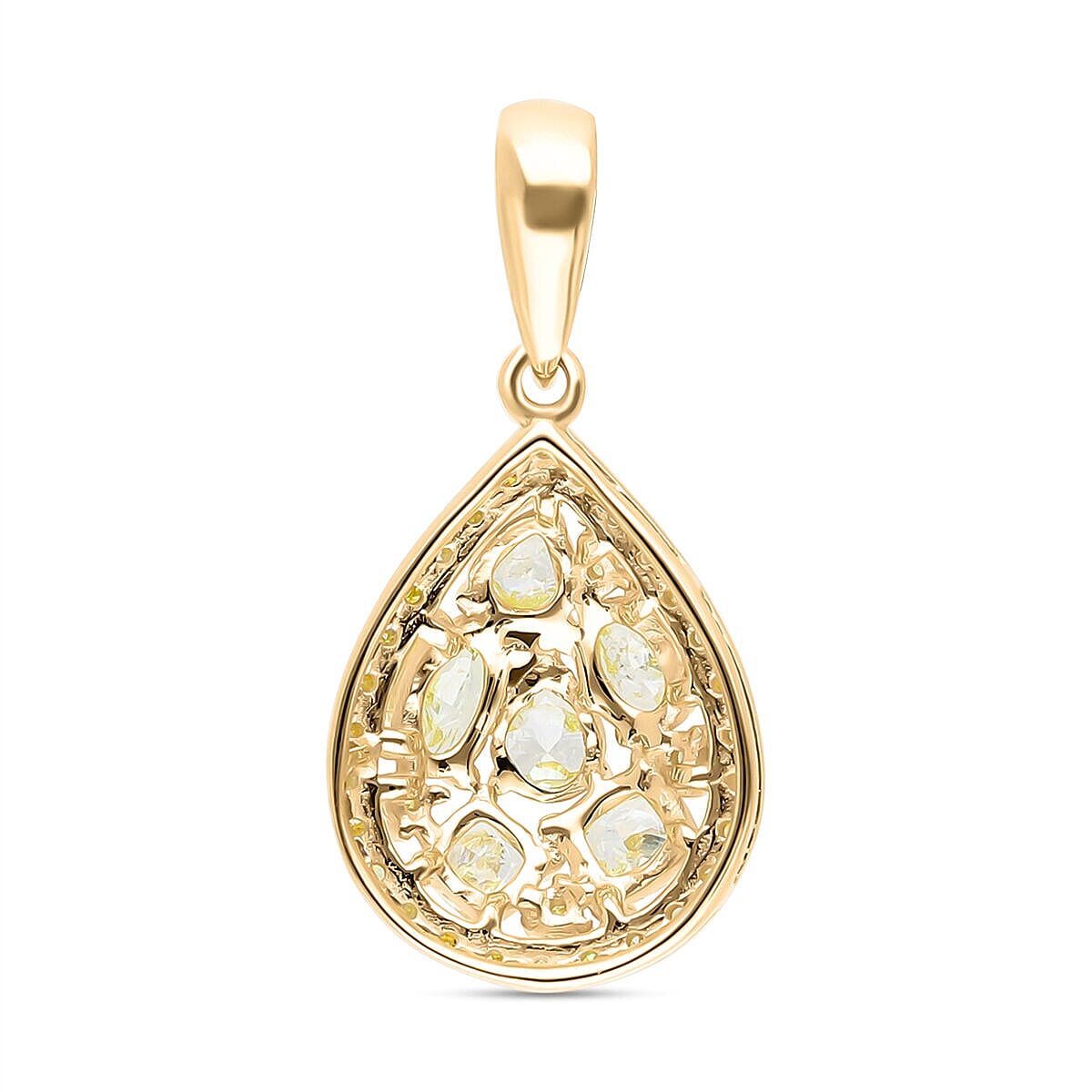 9K Yellow Gold SGL Certified Natural Yellow Diamond I2 I3 Drop Pendant 1 Ct 7173021 3