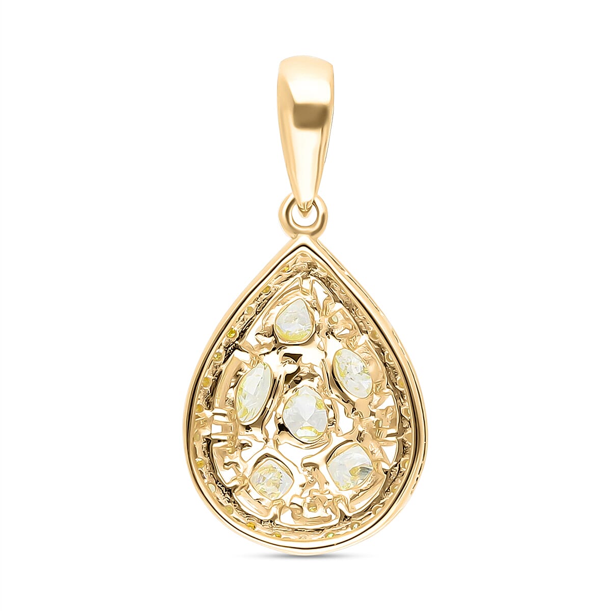 9K Yellow Gold SGL Certified Natural Yellow Diamond I2 I3 Drop Pendant 1 Ct 7173021 4