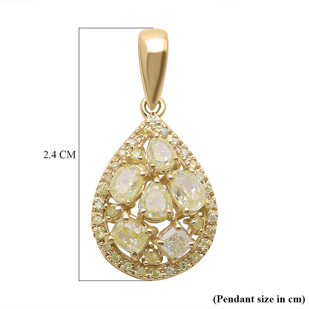 9K Yellow Gold SGL Certified Natural Yellow Diamond I2 I3 Drop Pendant 1 Ct 7173021 5