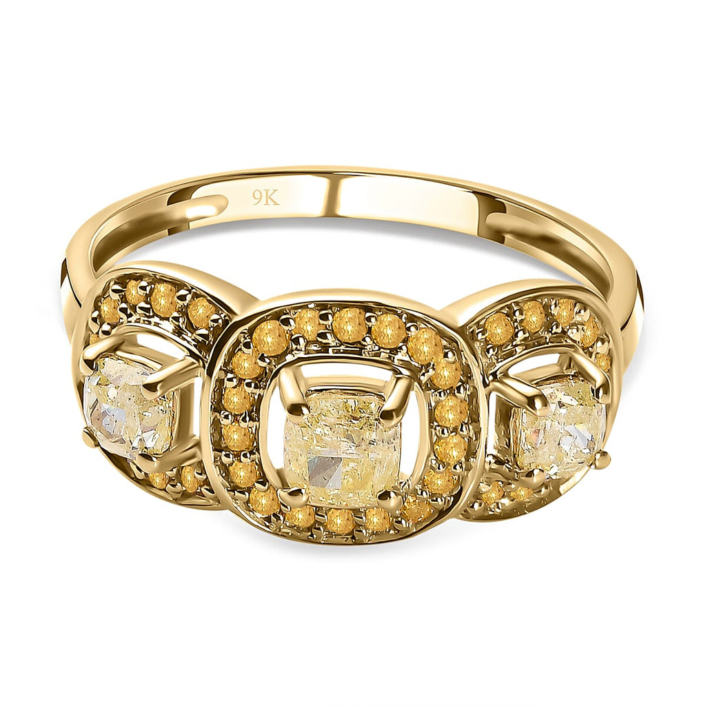 9K Yellow Gold SGL Certified Natural Yellow Diamond Ring 1.00 Ct.