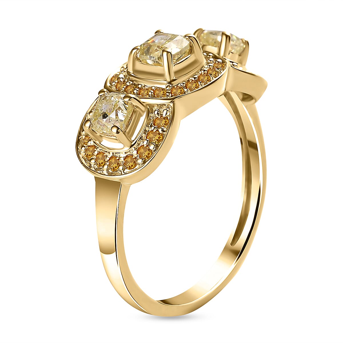 9K Yellow Gold SGL Certified Natural Yellow Diamond I3 Cluster Ring 1.02 Ct 7214027 4