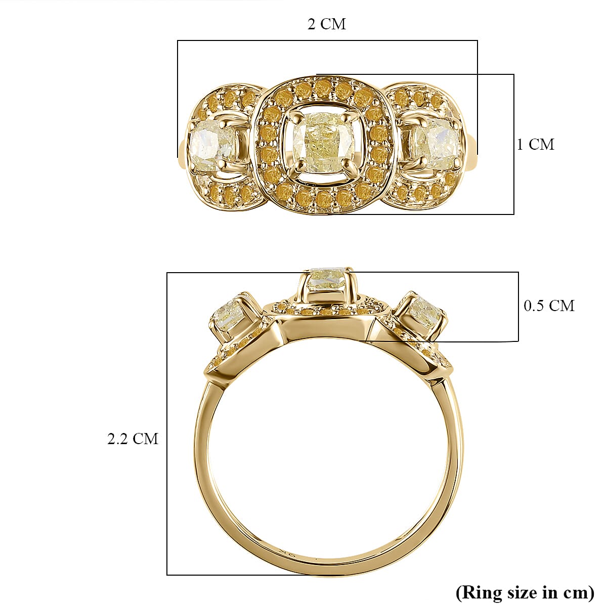 9K Yellow Gold SGL Certified Natural Yellow Diamond I3 Cluster Ring 1.02 Ct 7214027 6
