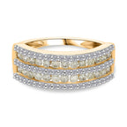 SGL Certified Natural Yellow Diamond and White Diamond Ring in 9K Yellow and White Gold 1.01 Ct.