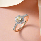 9K Yellow Gold SGL Certified Natural Yellow Diamond & Diamond  Ring 0.75 Ct.