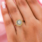 9K Yellow Gold SGL Certified Natural Yellow Diamond and White Diamond (G-H) Ring 0.50 Ct.