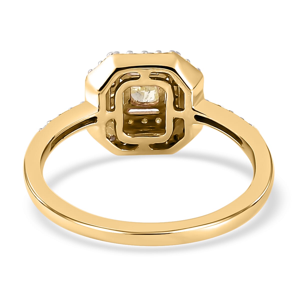 9K Yellow Gold SGL Certified Natural Yellow Diamond and White Diamond I3 GH Cluster Halo Ring 0.50 Ct 7224423 5