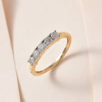 9K Yellow Gold SGL Certified (I3-G-H) Diamond Five Stone Ring 0.50 Ct.