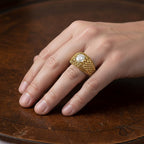 9K Yellow Gold SI Lab Grown Diamond GH, SI Fancy Ring, Gold Wt.3 Gms  1.010  Ct.