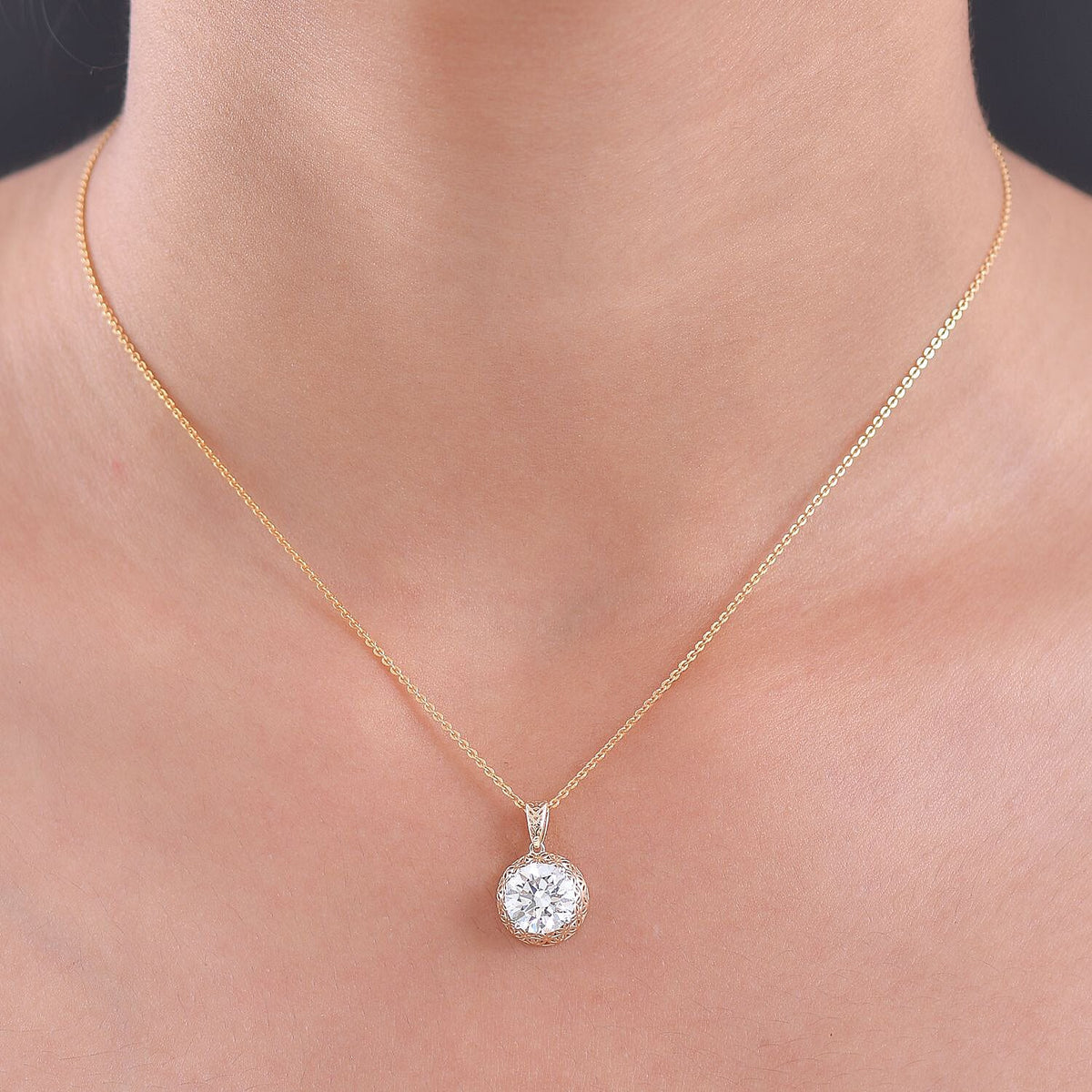 LUXURIANT 2 Ct. Lab Grown Diamond Solitaire Pendant in 9K Gold 8309745 3