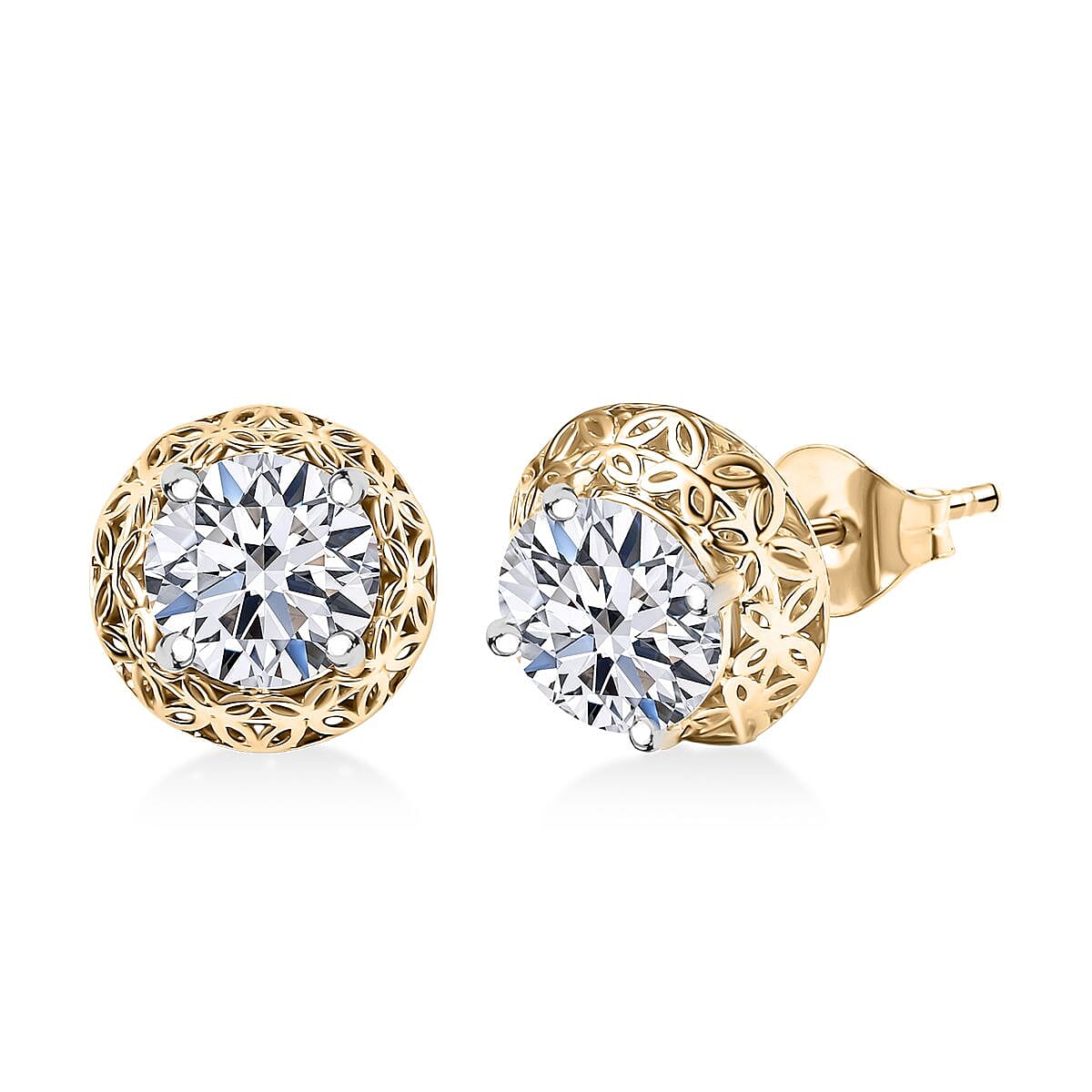 LUXURIANT 2 Ct. Lab Grown Diamond Solitaire Earrings in 9K Gold 8309749 0