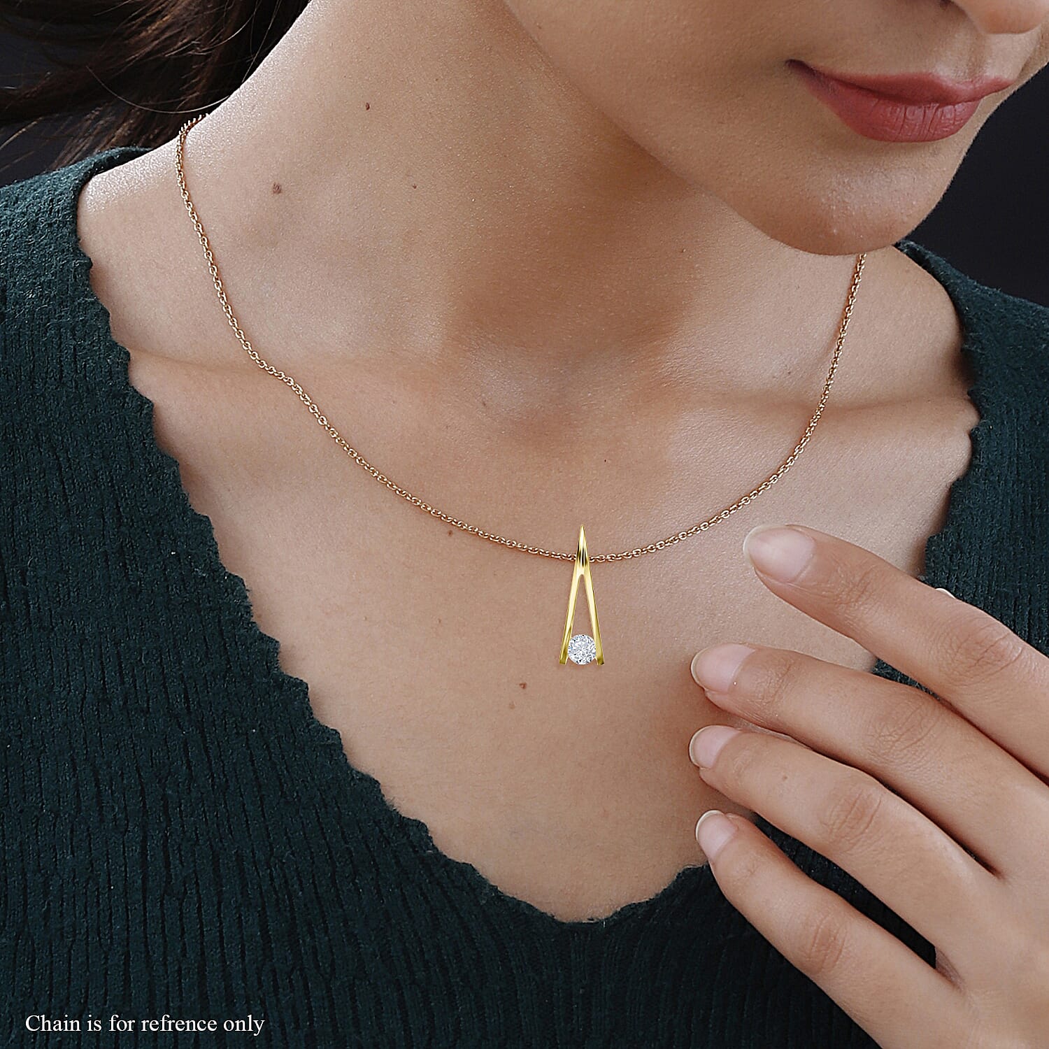 9K Yellow Gold Diamond Kiss Drop Slider Pendant 0.10 Ct 7518531 2