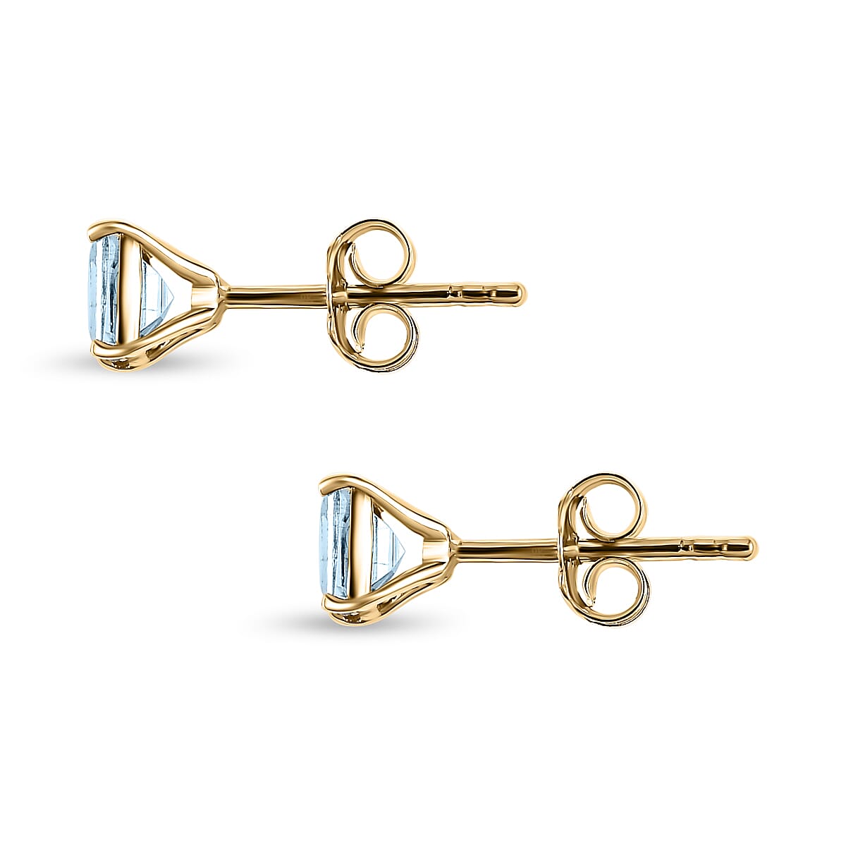 9K Yellow Gold Santamaria Aquamarine Solitaire Stud Earrings 7519984 4