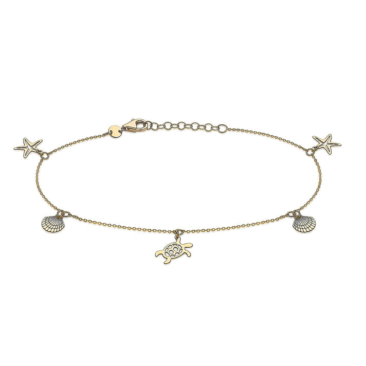 9K Yellow Gold Sea  Sand Adjustable Anklet 9 to 10 Inch 7189022 1
