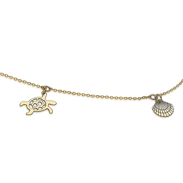 9K Yellow Gold Sea  Sand Adjustable Anklet 9 to 10 Inch 7189022 2