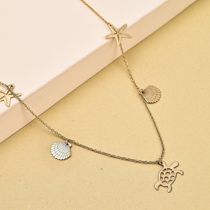 9K Yellow Gold Sea  Sand Adjustable Necklace 16 to 17 Inch 7189790 2