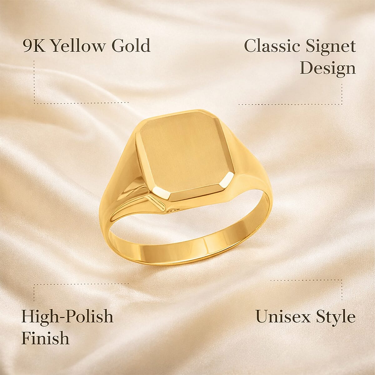 9K Yellow Gold Signet Men's Ring 8103950 5