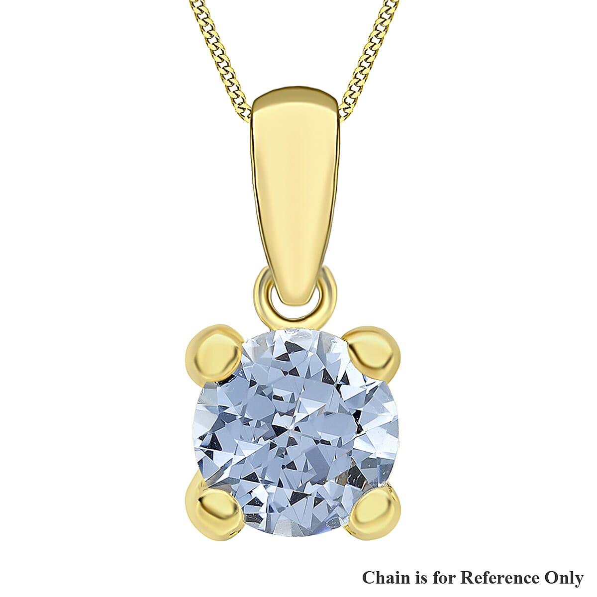 9K Yellow Gold Sky Blue Cubic Zirconia 5mm March Birthstone Pendant 7236866 0