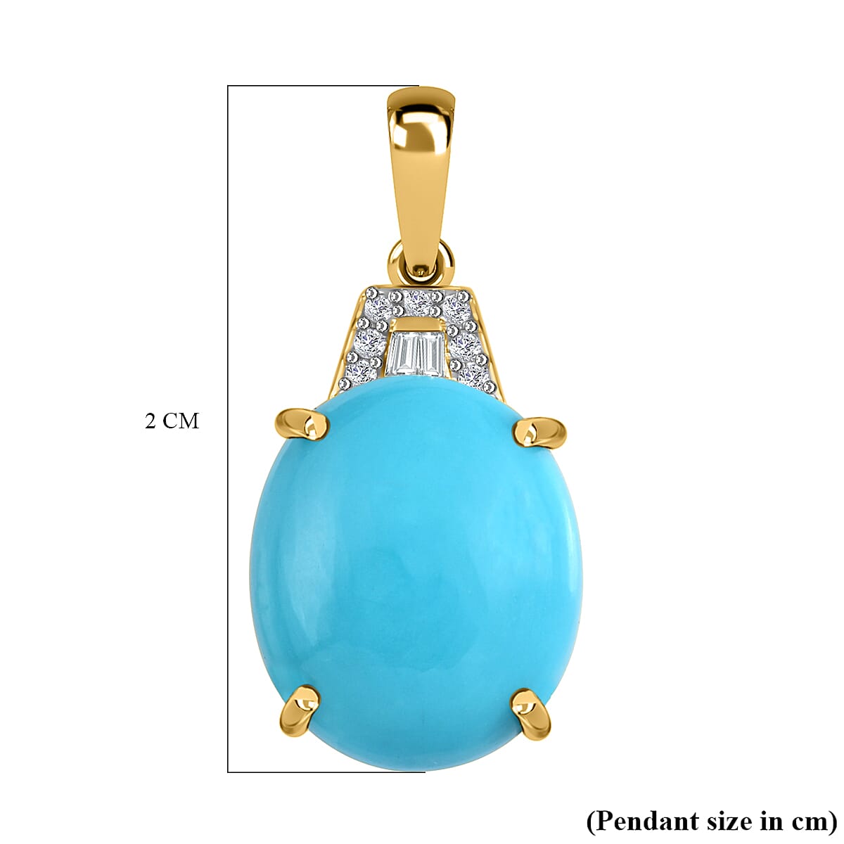 9K Yellow Gold Sleeping Beauty Turquoise ,White Diamond  Main Stone With Side Stone Pendant 3.53 Ct. 7557773 5