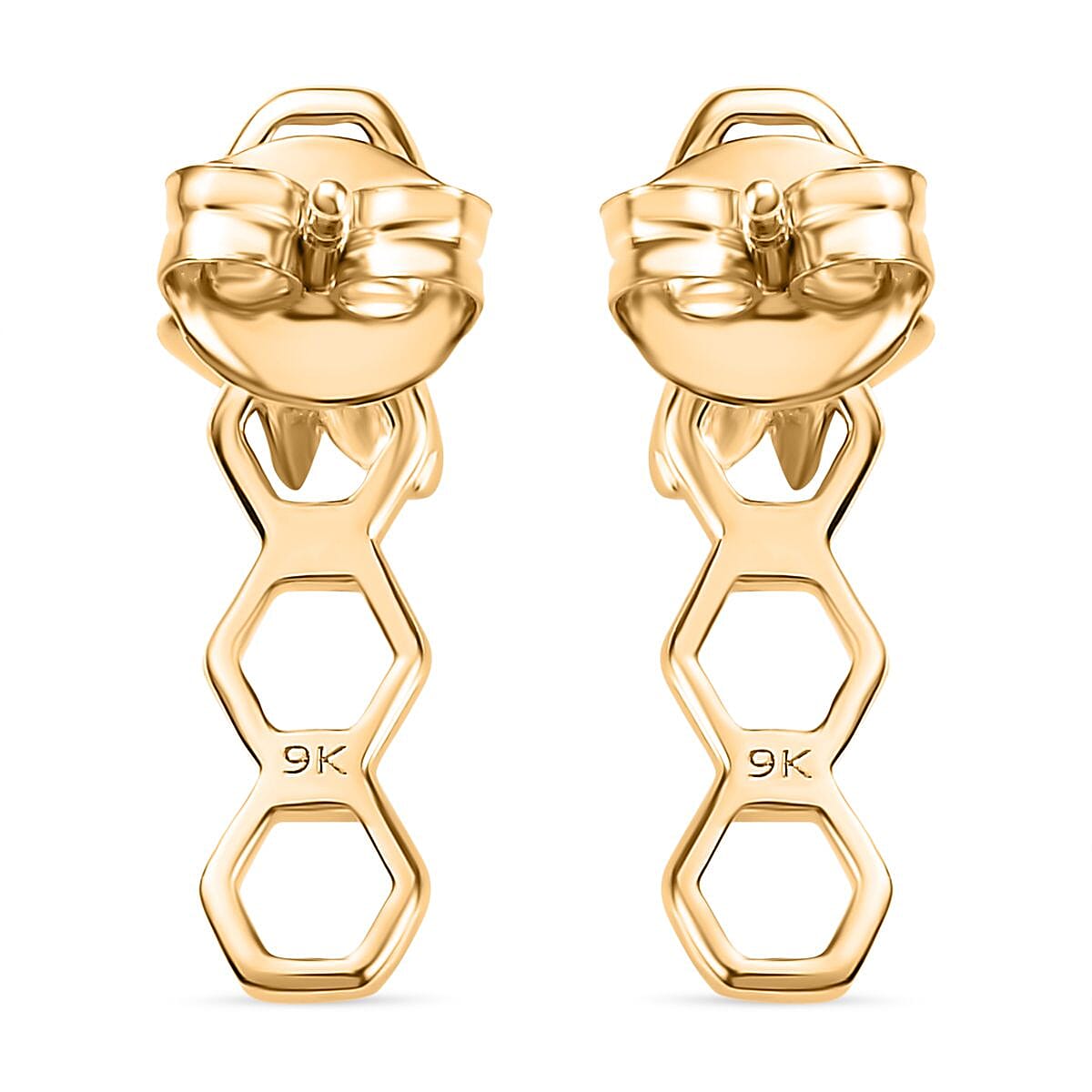 Designer Inspired - 9K Yellow Gold Honeycomb and Bee Dangle Earrings 7796365 5
