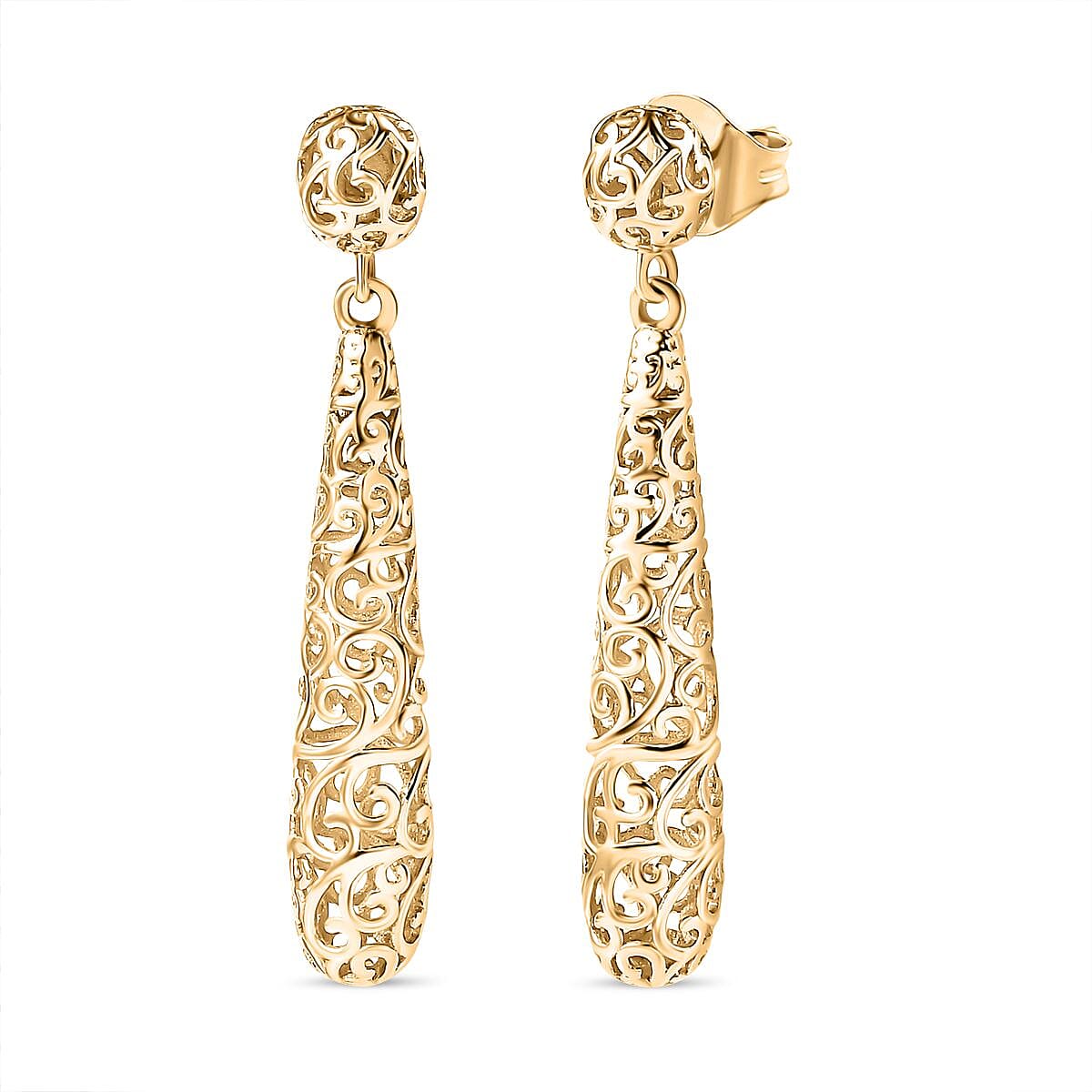 9K Yellow Gold Filigree Drop Earrings, Gold Wt. 2.64 Gms 7745177 0