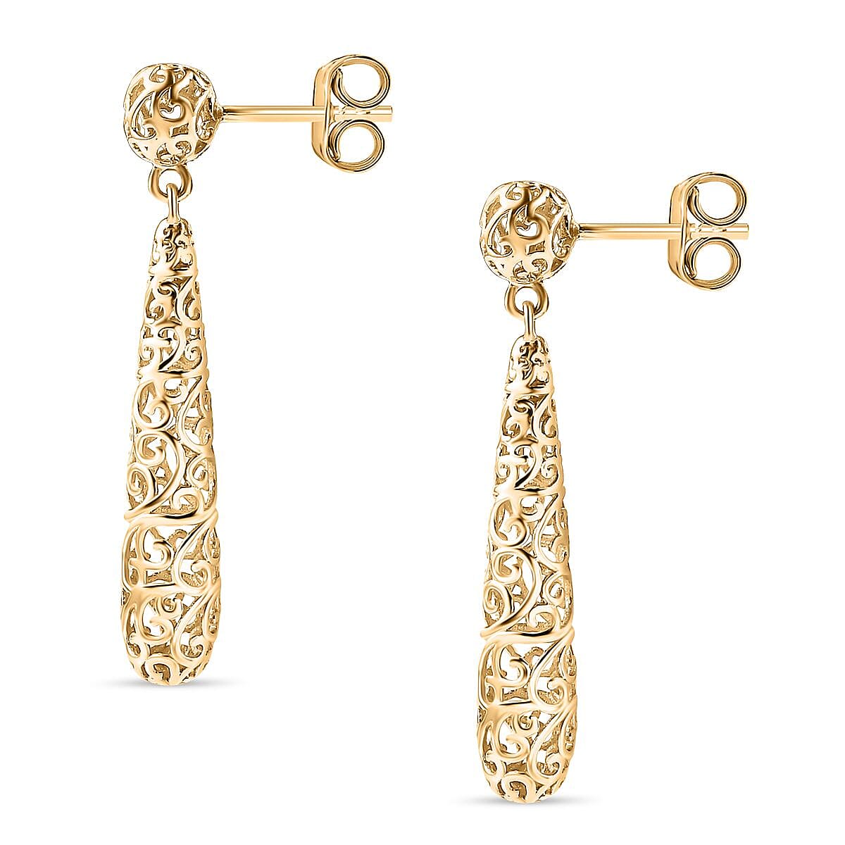 9K Yellow Gold Filigree Drop Earrings, Gold Wt. 2.64 Gms 7745177 3