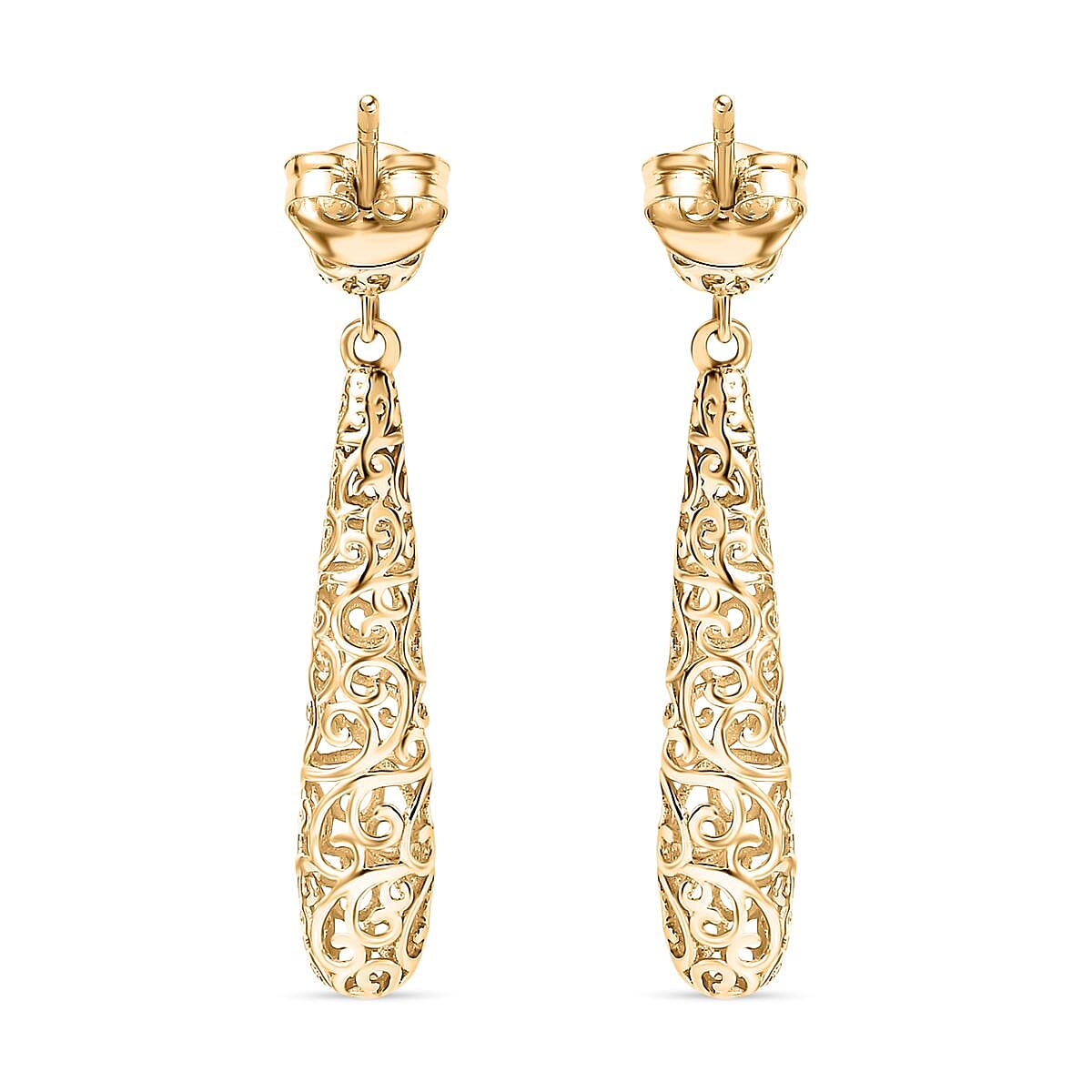 9K Yellow Gold Filigree Drop Earrings, Gold Wt. 2.64 Gms 7745177 4