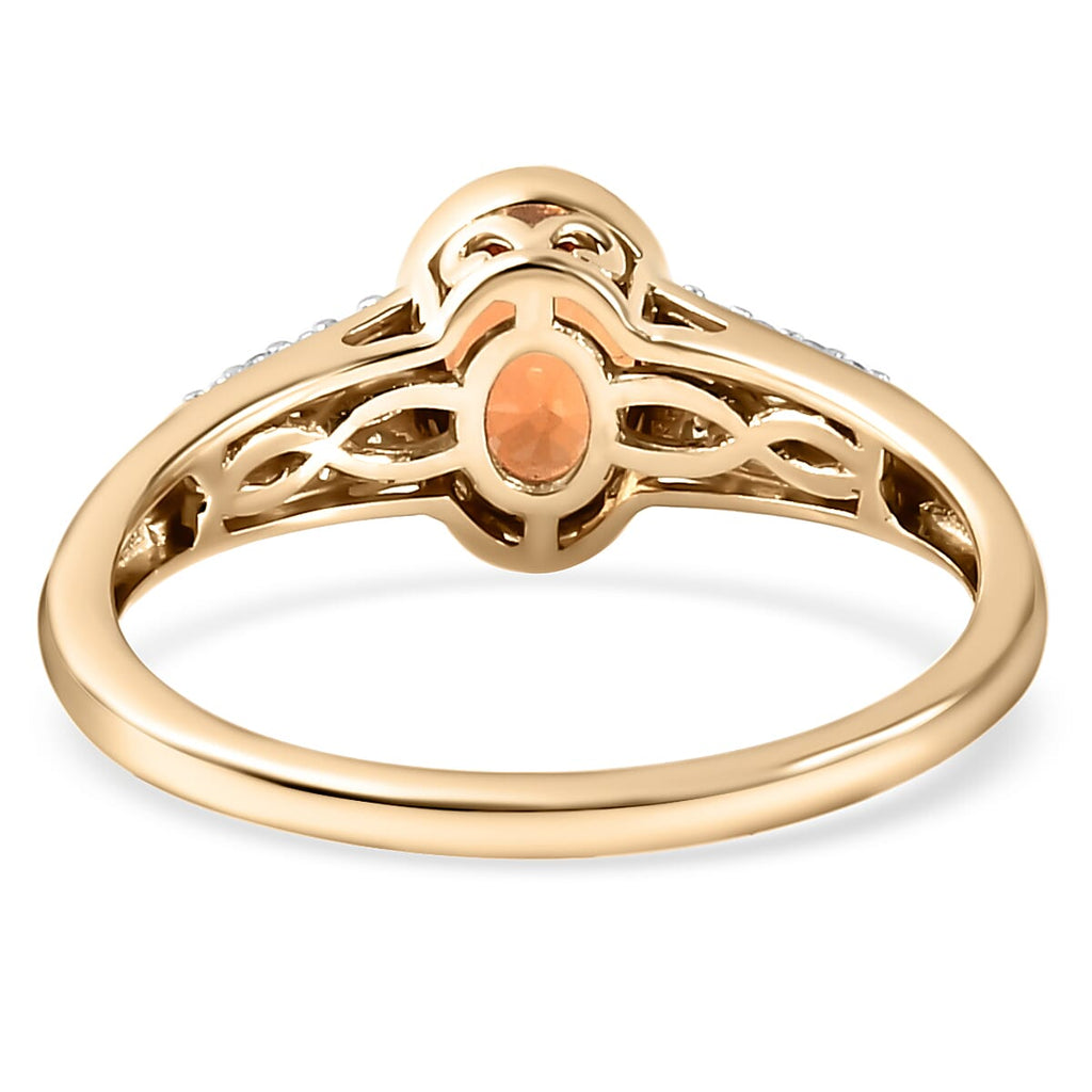 9K Yellow Gold Shipwreck Thai Orange Sapphire and Diamond Ring 1.18 Ct.