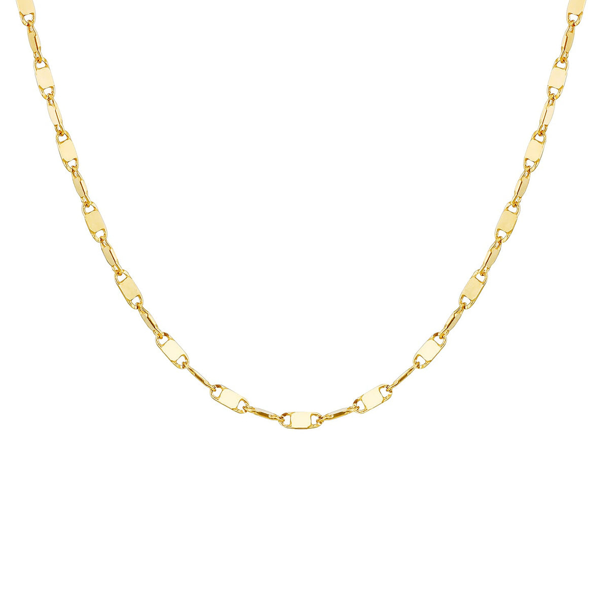 9K Yellow Gold Sparkle Flat Link Necklace 16 Inch 7190318 3