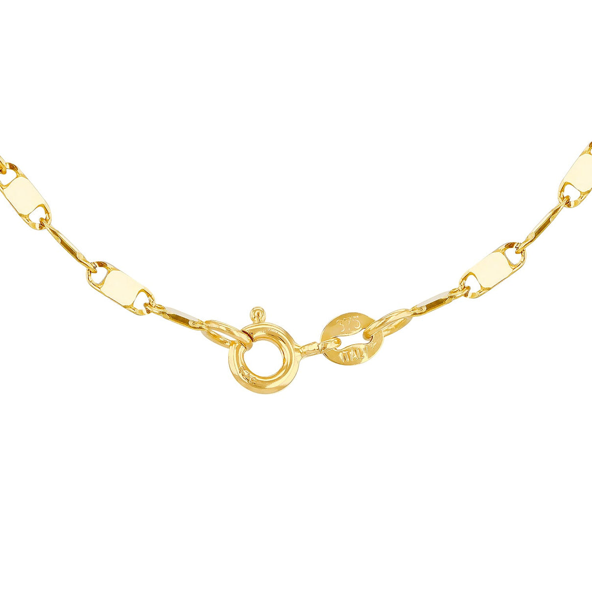 9K Yellow Gold Sparkle Flat Link Necklace 16 Inch 7190318 4