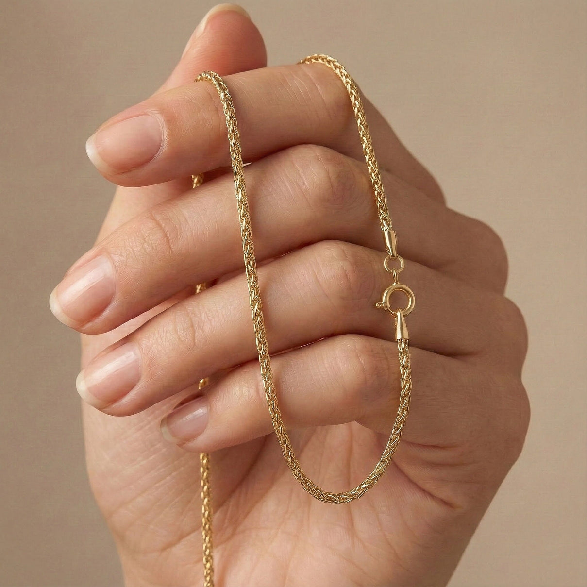 9K Yellow Gold Spiga Necklace (Size 30) with Spring Ring Clasp 8341485 3