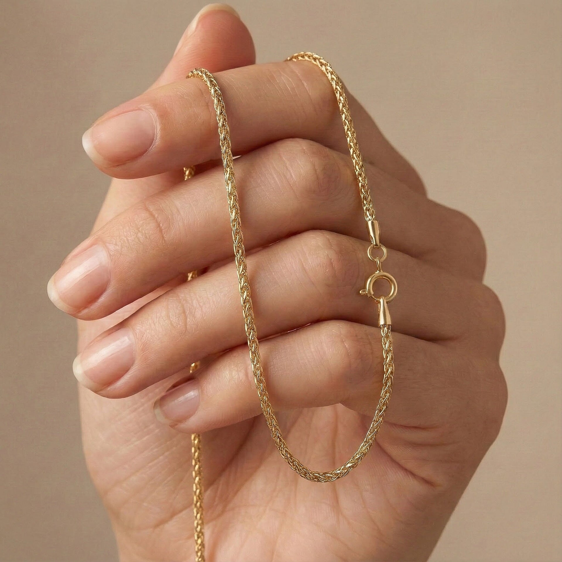 9K Yellow Gold Spiga Necklace (Size 30) with Spring Ring Clasp 8341485 3