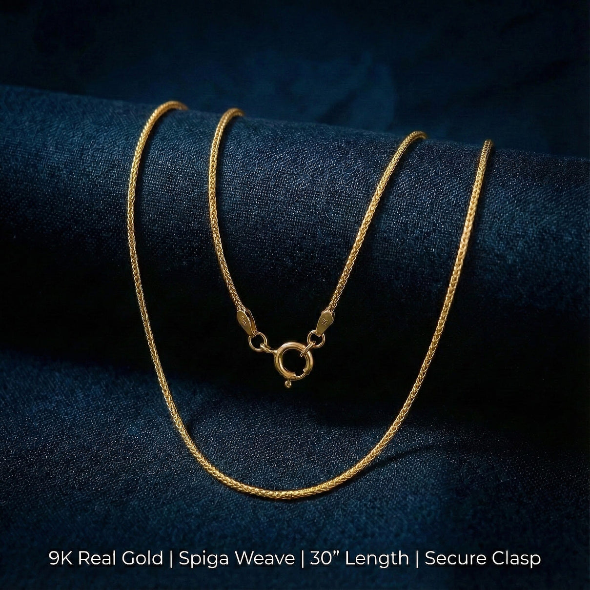 9K Yellow Gold Spiga Necklace (Size 30) with Spring Ring Clasp 8341485 4