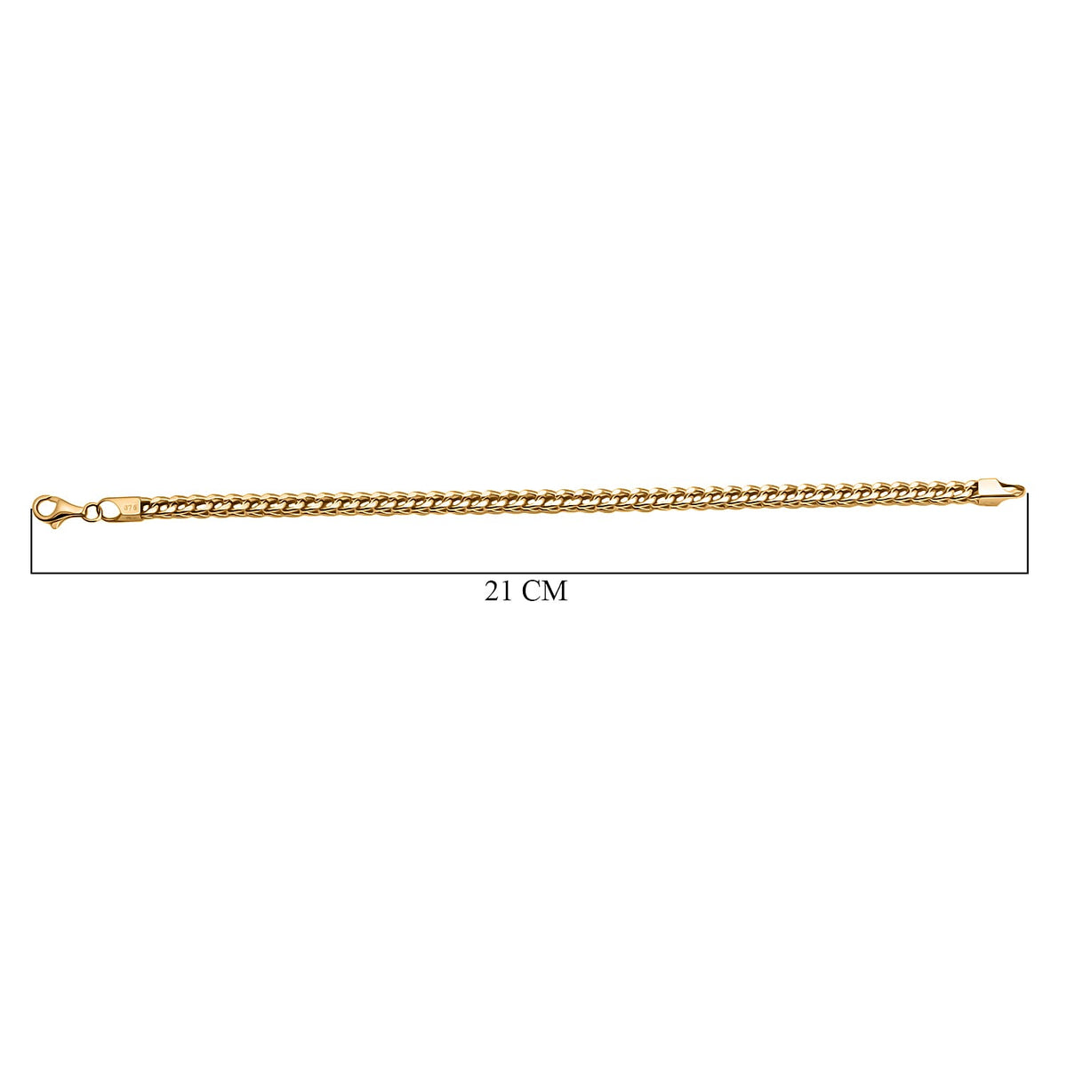 9K Yellow Gold Square Franco Bracelet (Size - 8.5) 7840685 4