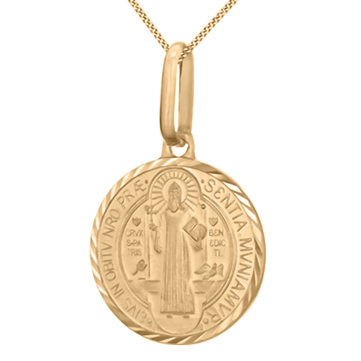 9K Yellow Gold St. Benedict Medal Pendant 7711216 0