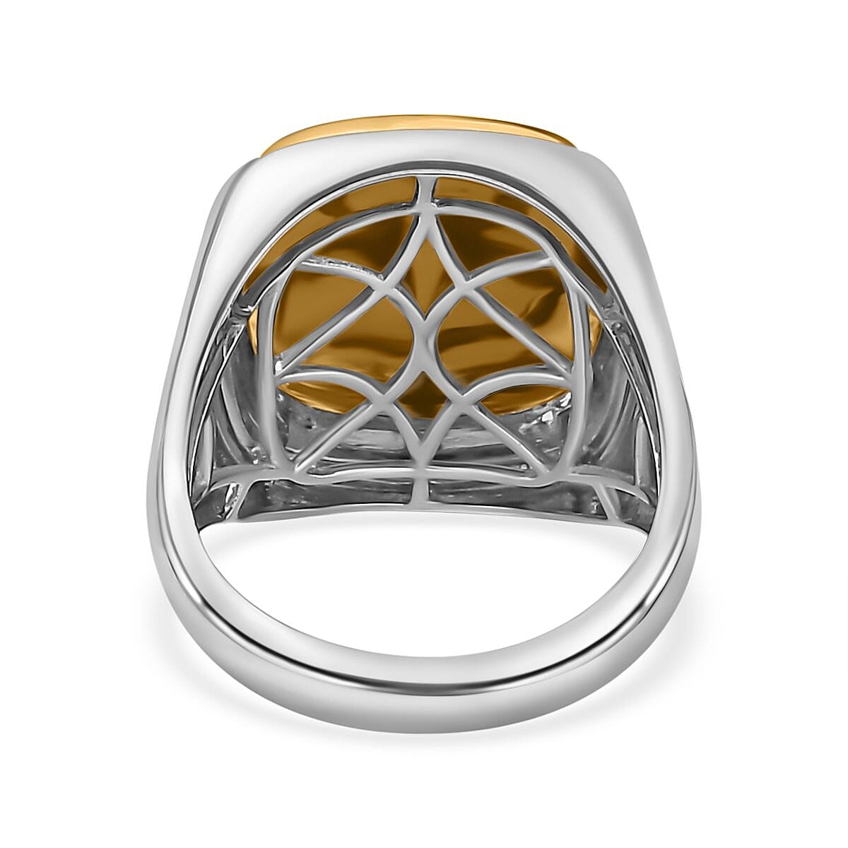 9K Yellow Gold &amp; Sterling Silver Solitaire Ring 7591846 4