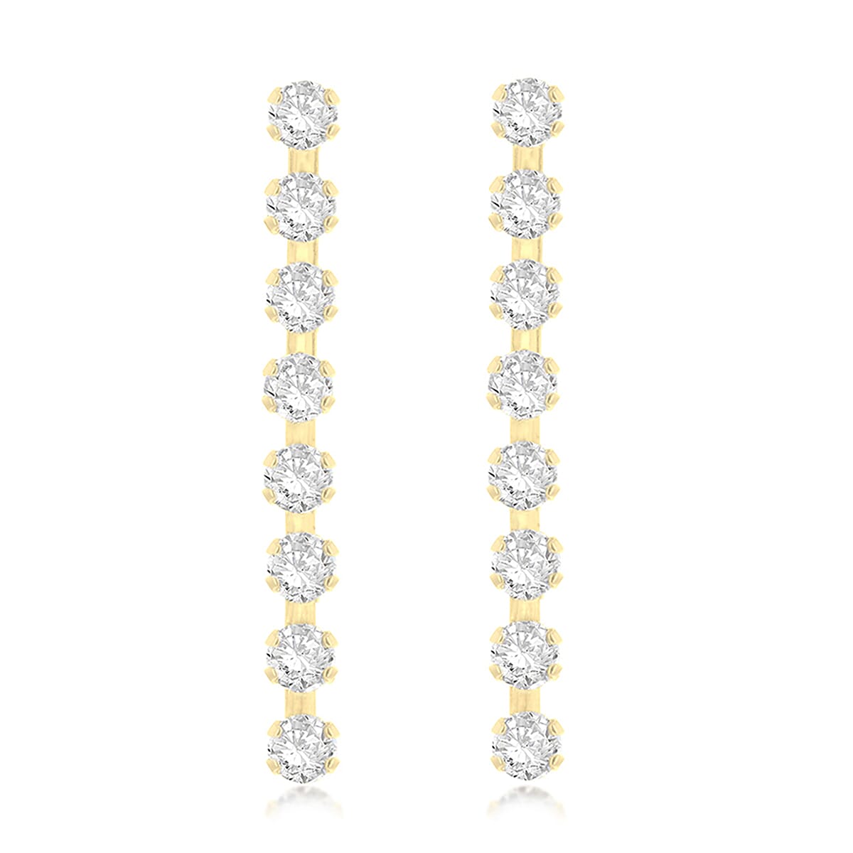 9K Yellow Gold 8 Stone 3mm Round CZ 3mm X 31mm Drop Earrings 7078154 0