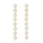 9K Yellow Gold 8 Stone 3mm Round CZ 3mm X 31mm Drop Earrings