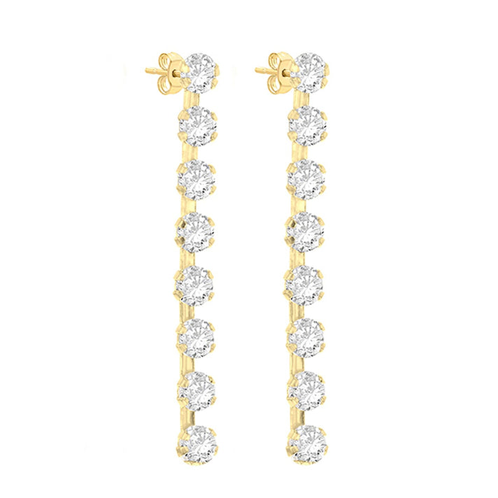 9K Yellow Gold 8 Stone 3mm Round CZ 3mm X 31mm Drop Earrings 7078154 2