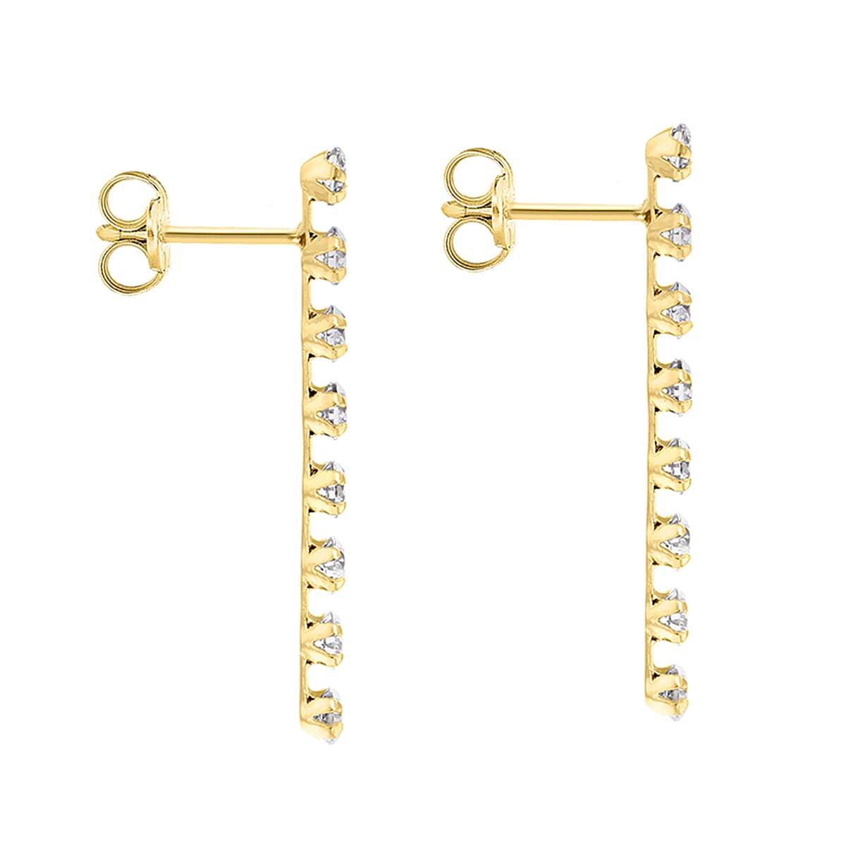 9K Yellow Gold 8 Stone 3mm Round CZ 3mm X 31mm Drop Earrings 7078154 2