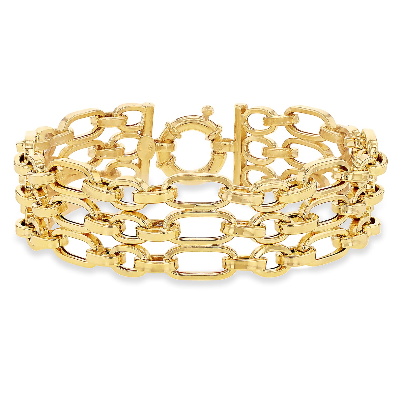 9K Yellow Gold 3 Strand Figaro Bracelet 8 Inch 7193413 0