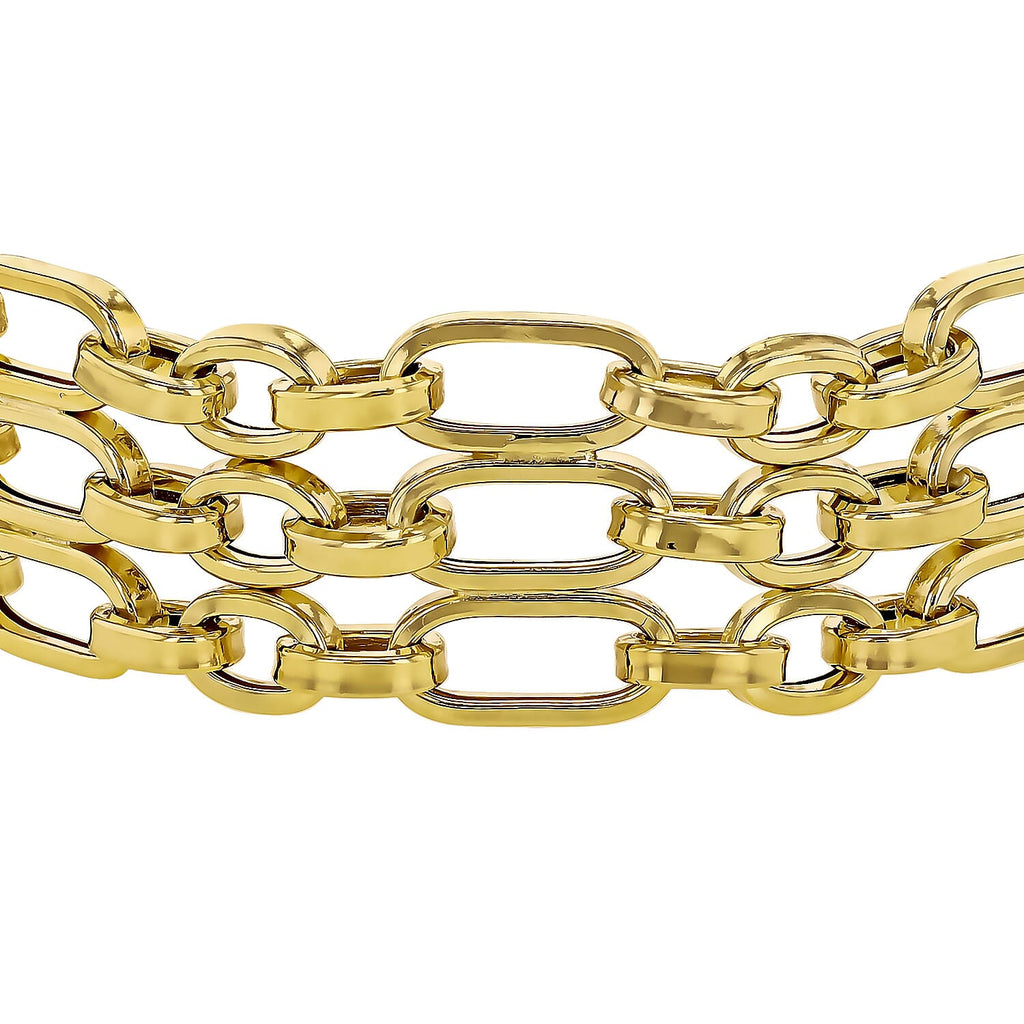 9K Yellow Gold 3 Strand Figaro Bracelet 8 Inch